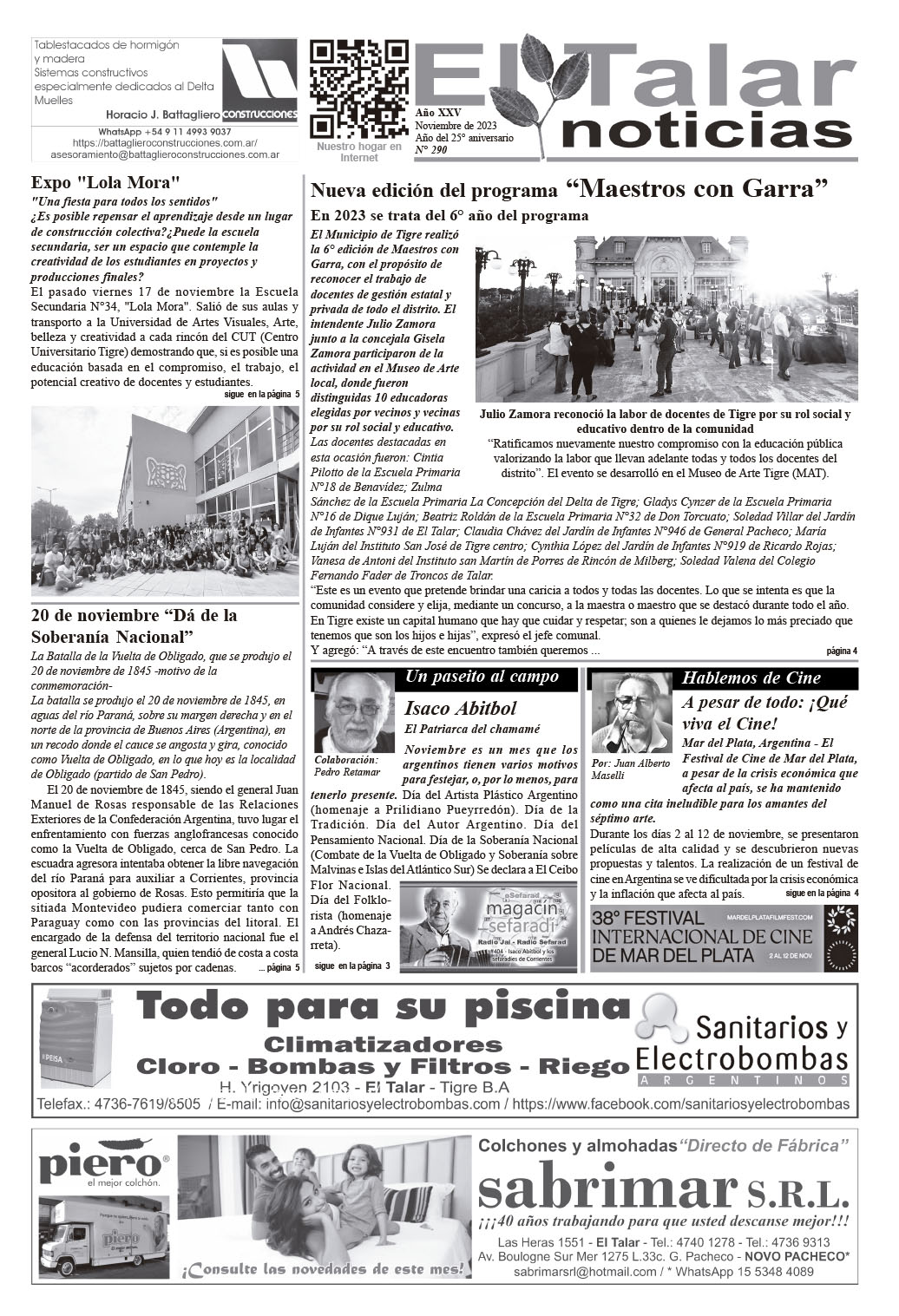 El Talar noticias de papel «Edición N° 290 de noviembre de 2023»